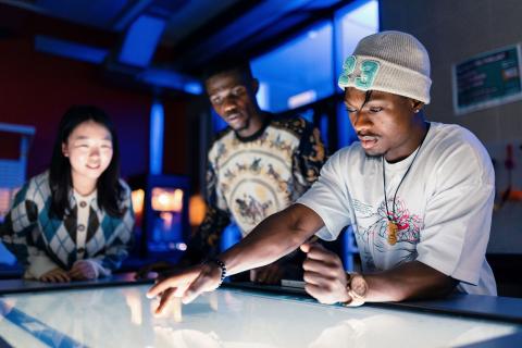 Hull students using a screen to design