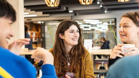 students in cafe at university of Bath