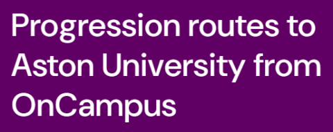 Progression routes to Aston University from OnCampus