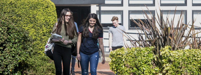 Students outside on campus at the University of Southampton
