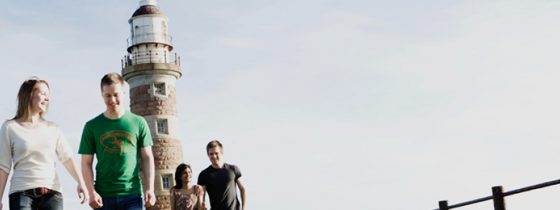 Students on a pier in Sunderland